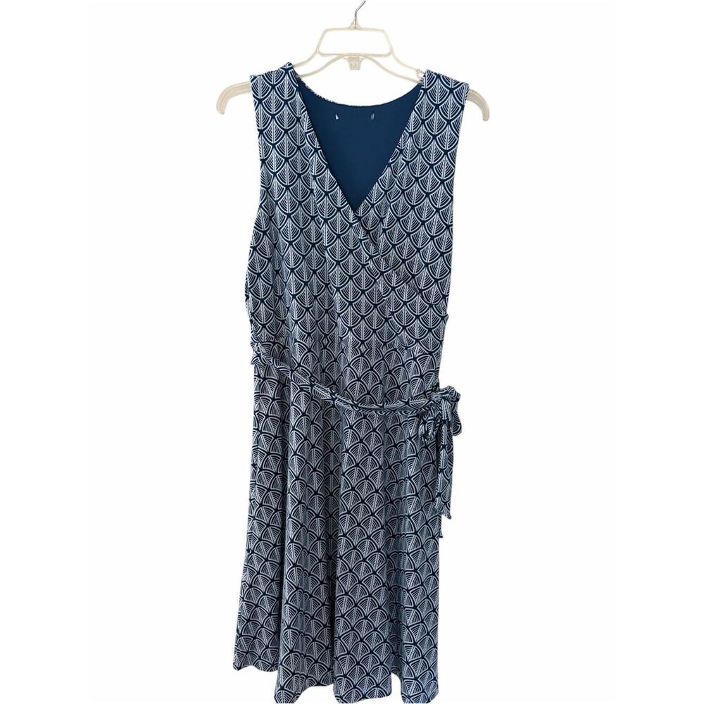 41 Hawthorne Sleeveless Teal Green Patterned Wrap Dress